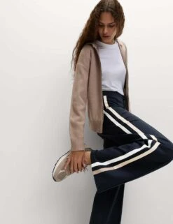 Jersey Side Stripe Wide Leg Trousers -Marksandspencer Sale Store jersey side stripe wide leg trousers 15