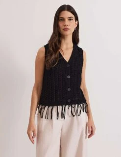 Knitted V-Neck Waistcoat -Marksandspencer Sale Store knitted v neck waistcoat 9