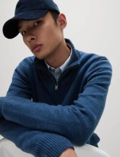 Lambswool Blend Funnel Neck Half Zip Jumper -Marksandspencer Sale Store lambswool blend funnel neck half zip jumper 7