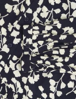 Leaf Print Crew Neck Mini Tiered Dress -Marksandspencer Sale Store leaf print crew neck mini tiered dress 10