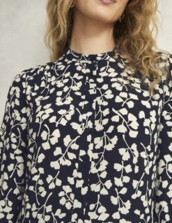 Leaf Print Crew Neck Mini Tiered Dress -Marksandspencer Sale Store leaf print crew neck mini tiered dress 17