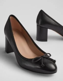 Leather Bow Block Heel Ballet Court Shoes 14 Leather Bow Block Heel Ballet Court Shoes -Marksandspencer Sale Store leather bow block heel ballet court shoes 6