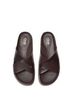 Clarks Leather Crossover Sliders -Marksandspencer Sale Store leather crossover sliders 15