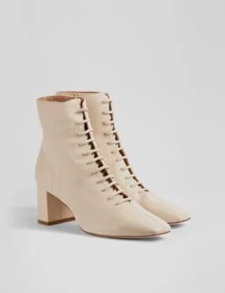 Leather Lace Up Block Heel Square Toe Ankle Boots -Marksandspencer Sale Store leather lace up block heel square toe ankle boots 4