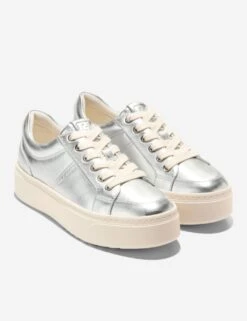 Cole Haan Leather Lace Up Metallic Platform Trainers -Marksandspencer Sale Store leather lace up metallic platform trainers 9