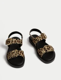 Leather Leopard Print Flatform Sandals -Marksandspencer Sale Store leather leopard print flatform sandals 3
