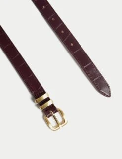 Leather Lizard Effect Slim Jeans Belt -Marksandspencer Sale Store leather lizard effect slim jeans belt 2