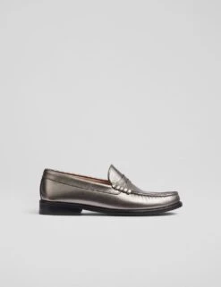 Leather Metallic Slip On Flatform Loafers -Marksandspencer Sale Store leather metallic slip on flatform loafers 4