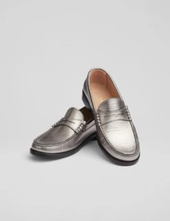 Leather Metallic Slip On Flatform Loafers -Marksandspencer Sale Store leather metallic slip on flatform loafers 5