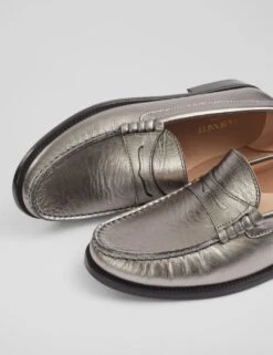 Leather Metallic Slip On Flatform Loafers -Marksandspencer Sale Store leather metallic slip on flatform loafers 7