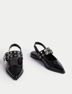 Patent Buckle Slingback Shoes -Marksandspencer Sale Store leather patent buckle slingback shoes 2