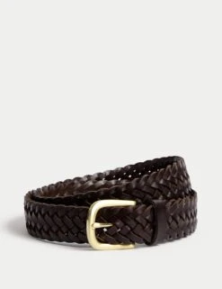 Leather Plaited Belt -Marksandspencer Sale Store leather plaited belt 3