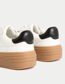 Leather Side Detail Platform Trainer -Marksandspencer Sale Store leather side detail platform trainer 3