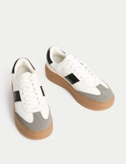 Leather Side Detail Platform Trainer -Marksandspencer Sale Store leather side detail platform trainer 4