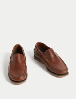Leather Slip-On Boat Shoes -Marksandspencer Sale Store leather slip on boat shoes 4
