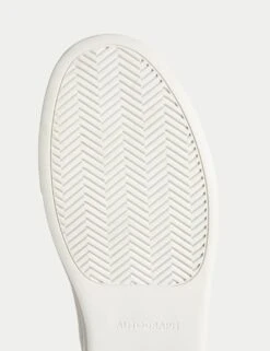 Leather Slip-On Trainers With Freshfeet™ -Marksandspencer Sale Store leather slip on cupsole trainers 2