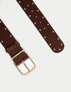 Leather Wide Studded Belt -Marksandspencer Sale Store leather wide studded belt 2