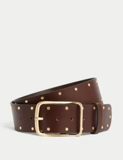 Leather Wide Studded Belt -Marksandspencer Sale Store leather wide studded belt 3