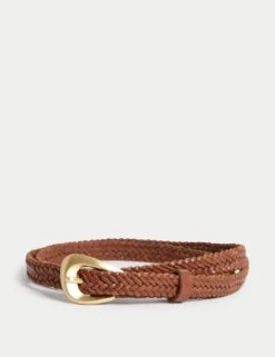 Leather Woven Feature Buckle Skinny Jeans Belt -Marksandspencer Sale Store leather woven feature buckle skinny jeans belt 3