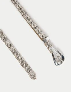 Leather Woven Feature Buckle Skinny Jeans Belt -Marksandspencer Sale Store leather woven feature buckle skinny jeans belt 4