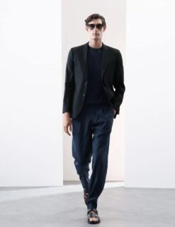 Linen Blend Check Blazer -Marksandspencer Sale Store linen blend check blazer 10