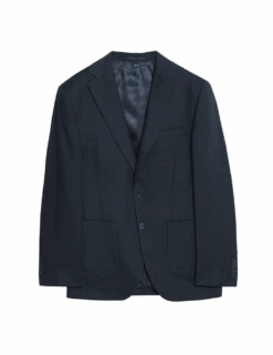 Linen Blend Check Blazer -Marksandspencer Sale Store linen blend check blazer