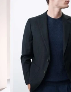 Linen Blend Check Blazer -Marksandspencer Sale Store linen blend check blazer 9