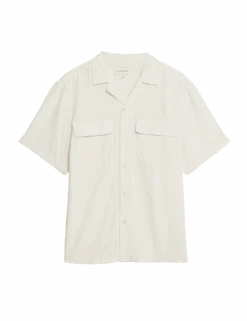 Linen Blend Cuban Collar Shirt -Marksandspencer Sale Store linen blend cuban collar shirt