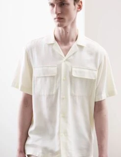 Linen Blend Cuban Collar Shirt -Marksandspencer Sale Store linen blend cuban collar shirt 8