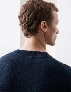 Linen Blend Textured Knitted T-Shirt -Marksandspencer Sale Store linen blend textured knitted t shirt 13