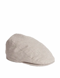 Linen Cotton Checked Flatcap 5 Linen Cotton Checked Flatcap -Marksandspencer Sale Store linen cotton checked flatcap