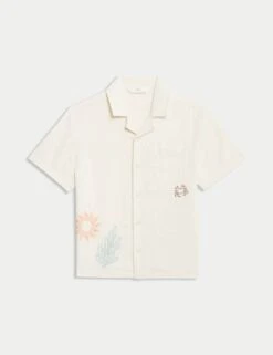 Linen Rich Embroidered Shirt (2-8 Yrs) -Marksandspencer Sale Store linen rich embroidered shirt 2 8 yrs 1 2