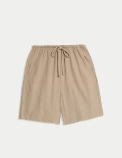Linen Rich High Waisted Shorts -Marksandspencer Sale Store linen rich high waisted shorts 10