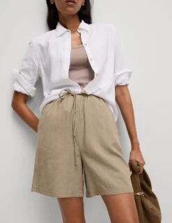 Linen Rich High Waisted Shorts -Marksandspencer Sale Store linen rich high waisted shorts 11