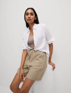 Linen Rich High Waisted Shorts -Marksandspencer Sale Store linen rich high waisted shorts 12
