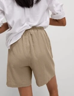 Linen Rich High Waisted Shorts -Marksandspencer Sale Store linen rich high waisted shorts 14