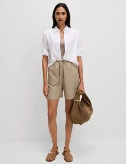 Linen Rich High Waisted Shorts -Marksandspencer Sale Store linen rich high waisted shorts 15