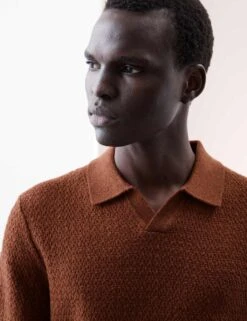 Linen Rich Knitted Open Neck Polo Shirt 31 Linen Rich Knitted Open Neck Polo Shirt -Marksandspencer Sale Store linen rich knitted open neck polo shirt 10