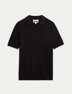 Linen Rich Knitted Open Neck Polo Shirt 35 Linen Rich Knitted Open Neck Polo Shirt -Marksandspencer Sale Store linen rich knitted open neck polo shirt 14