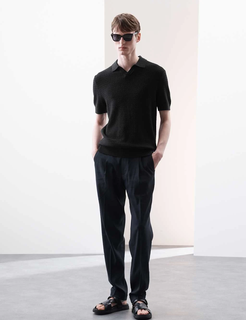 Linen Rich Knitted Open Neck Polo Shirt 20 Linen Rich Knitted Open Neck Polo Shirt - Image 20