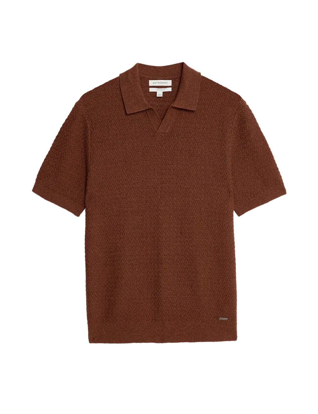 Linen Rich Knitted Open Neck Polo Shirt 8 Linen Rich Knitted Open Neck Polo Shirt - Image 8