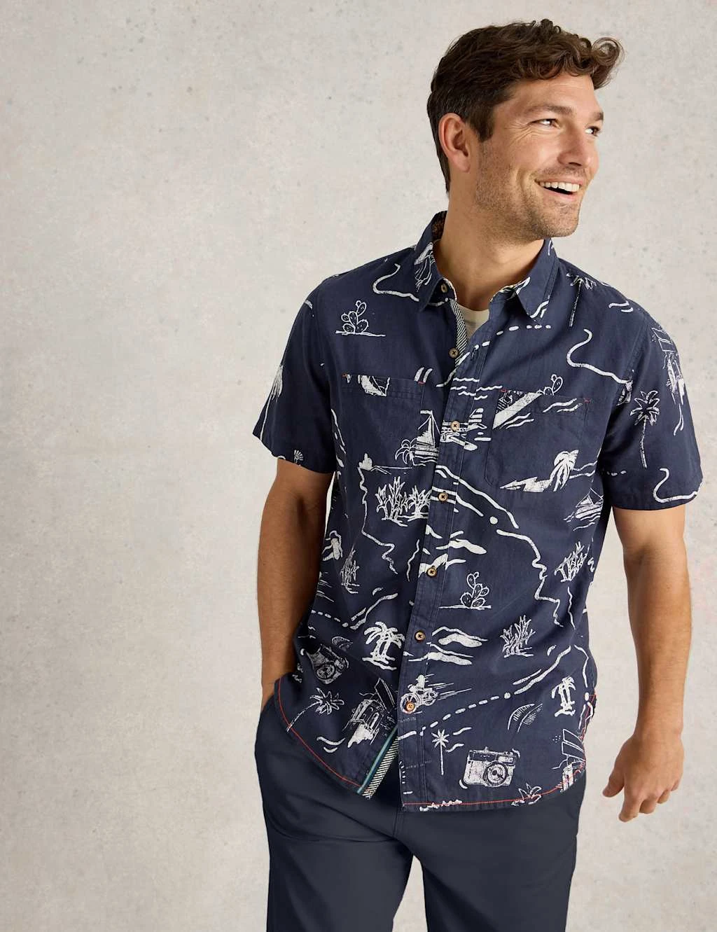 WHITE STUFF Linen Rich Print Short Sleeve Shirt 9 WHITE STUFF Linen Rich Print Short Sleeve Shirt - Image 9