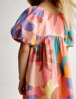 Linen Rich Printed Puff Sleeve Woven Dress (2-8 Yrs) -Marksandspencer Sale Store linen rich printed puff sleeve woven dress 2 8 yrs 1 9