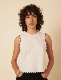 Linen Rich Scallop Split Back Vest -Marksandspencer Sale Store linen rich scallop split back vest 5