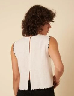 Linen Rich Scallop Split Back Vest -Marksandspencer Sale Store linen rich scallop split back vest 8