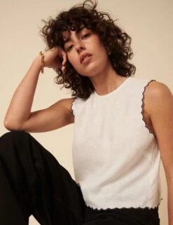 Linen Rich Scallop Split Back Vest -Marksandspencer Sale Store linen rich scallop split back vest 9