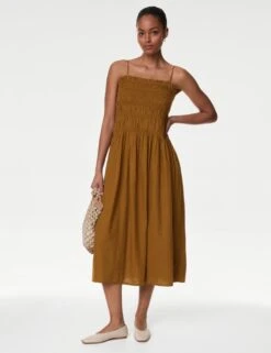 Linen Rich Square Neck Midi Slip Dress -Marksandspencer Sale Store linen rich square neck midi slip dress 7