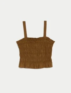 Linen Rich Square Neck Smocked Cami Top -Marksandspencer Sale Store linen rich square neck smocked cami top 14