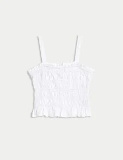 Linen Rich Square Neck Smocked Cami Top -Marksandspencer Sale Store linen rich square neck smocked cami top 9