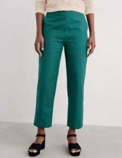 Linen Rich Straight Leg Ankle Grazer Trousers -Marksandspencer Sale Store linen rich straight leg ankle grazer trousers 11
